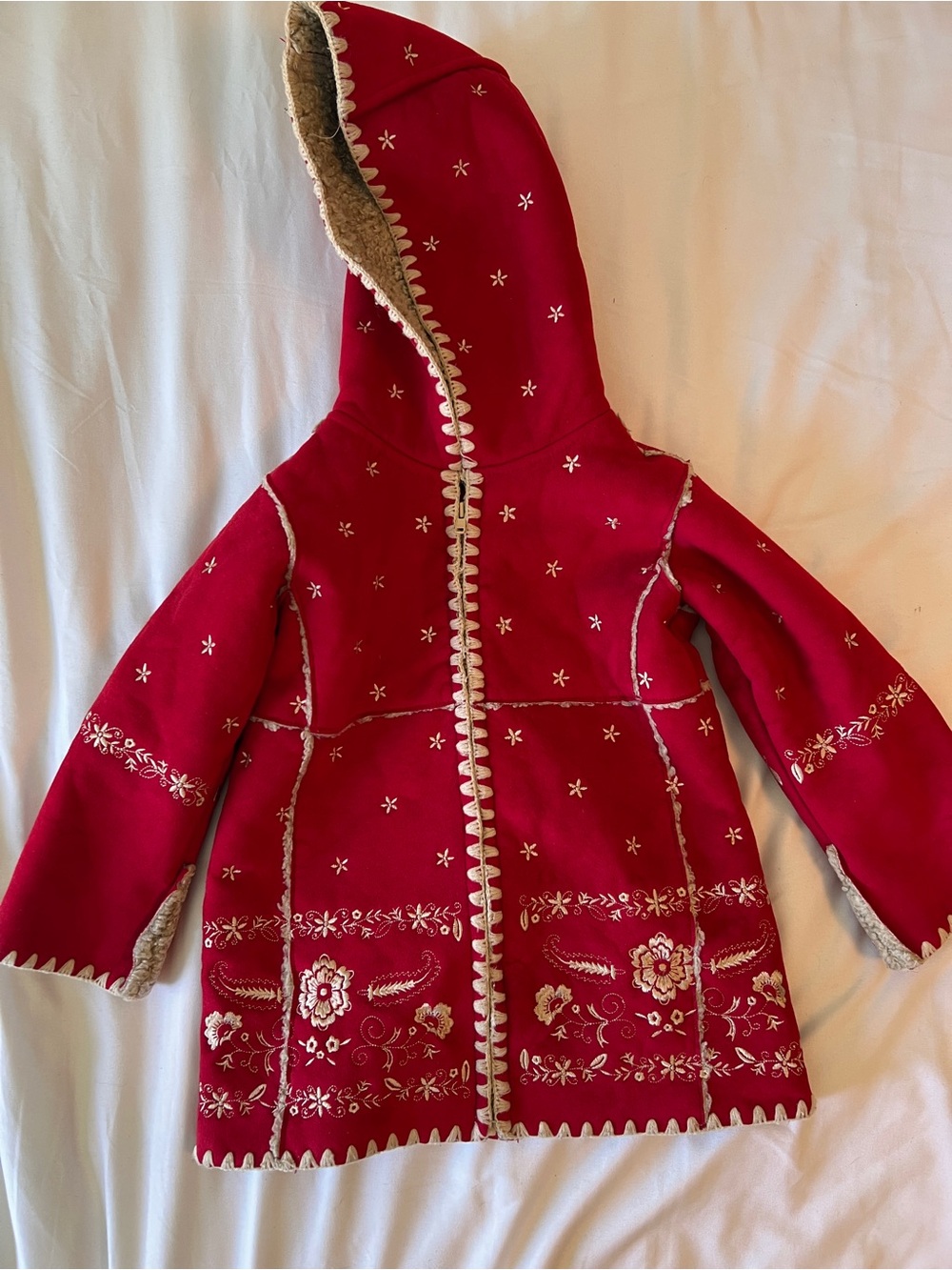Vintage Gap Girls' toddler 2T Red Hooded Embroidered Coat